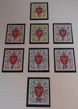 Load image into Gallery viewer, ISLE OF MAN POSTAGE TO PAY STAMPS MNH 8 STAMPS WITH ALBUM PAGE