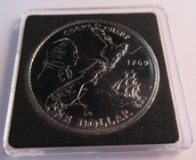 Load image into Gallery viewer, 1969 QUEEN ELIZABETH II COOKS CHART NEW ZEALAND $1 ONE DOLLAR BUNC COIN BOX &COA