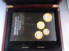 Load image into Gallery viewer, Wooden Coin Box for Enamelled Coinage Queen Elizabeth II Decimal and Predecimal