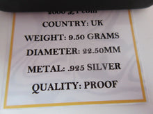 Load image into Gallery viewer, 1993 £1 QUEEN ELIZABETH II ROYAL ARMS SILVER PROOF ONE POUND COIN WITH BOX & COA