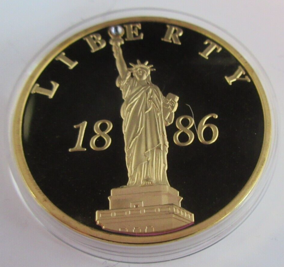 STATUE OF LIBERTY 1886 LIBERTY GOLD PLATED PROOF MEDAL & CAPSULE ...