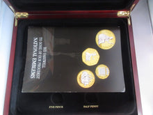 Load image into Gallery viewer, Wooden Coin Box for Enamelled Coinage Queen Elizabeth II Decimal and Predecimal