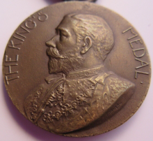 Load image into Gallery viewer, 1912-1913 THE KINGS MEDAL FOR LCC ATTENDANCE GOOD CONDUCT & INDUSTRY WITH RIBBON