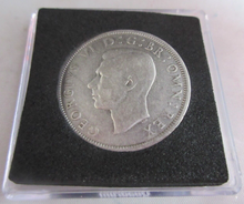 Load image into Gallery viewer, 1942 GEORGE VI BARE HEAD HALF CROWN .500 F-VF IN QUADRANT CAPSULE
