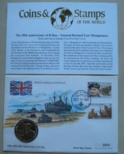 Load image into Gallery viewer, 1994 BRITISH LANDING ON GOLD BEACH 50TH ANNIVERSARY D-DAY 5 CROWN COIN COVER PNC