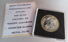 Load image into Gallery viewer, 2002 COMMONWEALTH GAMES SCOTLAND QEII £2 TWO POUND COIN EF QUAD CAPSULE & COA