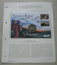 Load image into Gallery viewer, 1995 VICTORY IN EUROPE CEASEFIRE TURKS & CAICOS BUNC 5 CROWN COIN COVER PNC