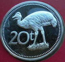 Load image into Gallery viewer, 1975 PAPUA NEW GUINEA FIRST OFFICIAL COINAGE,PROOF 20t COIN,STAMP,P-MARK,COA PNC