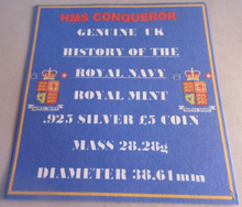 Load image into Gallery viewer, 2005 HISTORY OF THE ROYAL NAVY HMS CONQUEROR SILVER PROOF £5 COIN ROYAL MINT