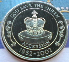 Load image into Gallery viewer, 1952-2002 THE QUEEN'S GOLDEN JUBILEE, ST HELENA BUNC 50p CROWN COIN PNC