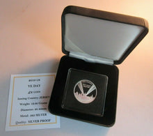 Load image into Gallery viewer, 2010 VE DAY QUEEN ELIZABETH II JERSEY SILVER PROOF £2 COIN BOX & COA