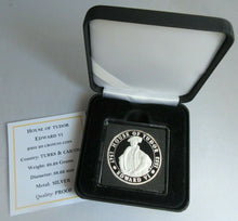 Load image into Gallery viewer, 2003 HOUSE OF TUDOR EDWARD VI S/PROOF TURKS & CAICOS 20 CROWNS COIN BOX & COA