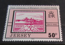 Load image into Gallery viewer, QEII JERSEY DECIMAL STAMPS 50TH ANNIV BLAMPIEDS OCCUPATION MNH IN STAMP HOLDER