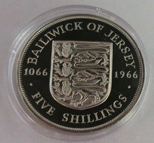 Load image into Gallery viewer, 1066-1966 QEII PROOF BAILIWICK OF JERSEY FIVE SHILLING COIN & CAPSULE