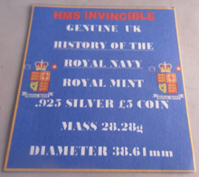 Load image into Gallery viewer, 2004 HISTORY OF THE ROYAL NAVY HMS INVINCIBLE SILVER PROOF £5 COIN ROYAL MINT