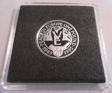 Load image into Gallery viewer, QUEEN ELIZABETH II VICTORY IN EUROPE ALDERNEY 1995 SILVER PROOF £1 COIN BOX &COA
