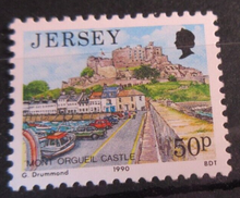 Load image into Gallery viewer, QUEEN ELIZABETH II JERSEY 9 X DECIMAL STAMPS MNH IN CLEAR FRONTED STAMP HOLDER