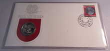 Load image into Gallery viewer, 1975 PAPUA NEW GUINEA FIRST OFFICIAL COINAGE,PROOF 20t COIN,STAMP,P-MARK,COA PNC