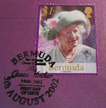Load image into Gallery viewer, 1900 2002 QUEEN MOTHER - 2 STAMP COVERS & FOLDER SHEET BERMUDA