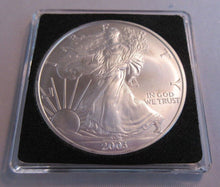 Load image into Gallery viewer, 2003 USA AMERICAN EAGLE SILVER ONE DOLLAR $1 COIN IN QUAD CAPSULE BOX & COA