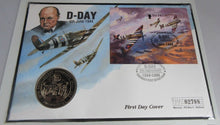 Load image into Gallery viewer, 1994 D-DAY ANNIVERSARY BAILIWICK OF GUERNSEY TWO POUND COIN FIRST DAY COVER PNC