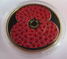 Load image into Gallery viewer, 2018 LEST WE FORGET JERSEY PROOF £5 FIVE POUND POPPY COIN COLORISED BOX & COA
