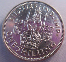 Load image into Gallery viewer, 1937 KING GEORGE VI BARE HEAD .500 SILVER aUNC ONE SHILLING COIN & CLEAR FLIP S1