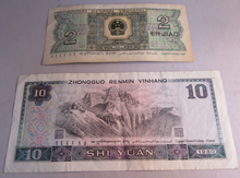 Load image into Gallery viewer, 1980 CHINA BANKNOTES ZHONGGUO RENMIN YINHANG 2 JIAO & 10 YUAN PLEASE SEE PHOTOS