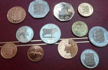 Load image into Gallery viewer, UK 1992 GUERNSEY PROOF COINAGE 20P 10P 5P 2P 1P 1/2P IN PROTECTIVE WALLET