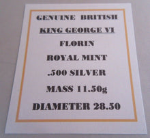 Load image into Gallery viewer, 1944 KING GEORGE VI UNC .500 FLORIN TWO SHILLINGS WITH QUAD CAP, BOX & COA