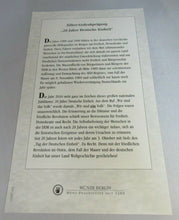 Load image into Gallery viewer, 20 YEARS OF GERMAN UNITY 20 YEARS OF THE GERMAN UNIT 2010 S/PROOF MEDAL WITH COA