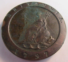 Load image into Gallery viewer, 1797 KING GEORGE III CARTWHEEL TWO PENNY VF+ WITH VERDIGRIS BOXED WITH COA