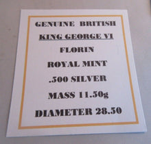 Load image into Gallery viewer, 1938 KING GEORGE VI FLORIN TWO SHILLINGS COIN aUNC .500 SILVER IN CAPSULE & BOX