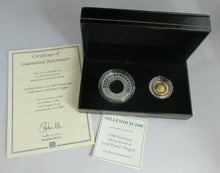 Load image into Gallery viewer, 2000 MILLENNIUM COLLAR SILVER PROOF £5 COIN & GOLD PLATED NUGGET £1 COIN BOX/COA