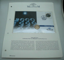 Load image into Gallery viewer, 2000 MILLENNIUM UNIQUE DUAL BONDED GOLD & SILVER 25 CROWN COIN 1ST DAY COVER,PNC