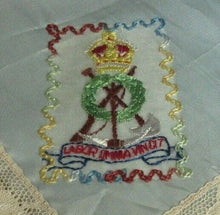 Load image into Gallery viewer, 1914 - 1918 WWI EMBROIDERED HANDKERCHIEF LABOR OMNIA VINCIT PIONEER CORPS