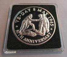 Load image into Gallery viewer, 1995 VE DAY 50th ANNIVERSARY TURKS & CAICOS SILVER PROOF 20 CROWNS COIN BOX &COA