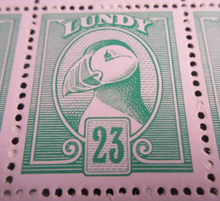 Load image into Gallery viewer, LUNDY ISLAND 23 PUFFIN STAMP SHEET OF 72 STAMPS MNH & CLEAR FRONTED STAMP HOLDER
