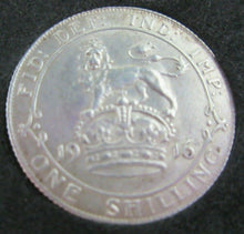 Load image into Gallery viewer, 1916 KING GEORGE V BARE HEAD .925 SILVER BUNC ONE SHILLING COIN IN CAPSULE & BOX