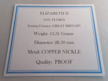 Load image into Gallery viewer, 1953 QUEEN ELIZABETH II PROOF FLORIN TWO SHILLINGS COIN IN QUADRANT CAPSULE