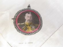 Load image into Gallery viewer, 1914 - 1918 WWI EMBROIDERED HANDKERCHIEF KING GEORGE V MADE IN JAPAN