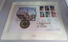 Load image into Gallery viewer, 2000 THE DEVELOPMENT OF TIME SILVER PROOF, GOLD PLATED 1 CROWN COIN COVER PNC
