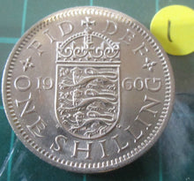 Load image into Gallery viewer, UK 1960 ENGLISH & SCOTTISH SHILLINGS VF-UNC PRESENTED IN CLEAR WALLET SPINK 4147