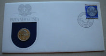 Load image into Gallery viewer, 1975 PAPUA NEW GUINEA FIRST OFFICIAL COINAGE,PROOF 10t COIN,STAMP,P-MARK,COA PNC