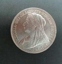 Load image into Gallery viewer, 1897 VICTORIA FLORIN TWO SHILLINGS VEILED BUST Spink 3939 CAPED & BOXED Cc1