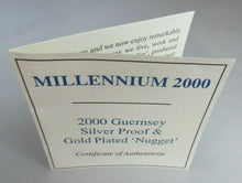 Load image into Gallery viewer, 2000 MILLENNIUM COLLAR SILVER PROOF £5 COIN & GOLD PLATED NUGGET £1 COIN BOX/COA