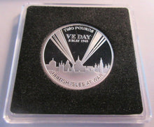 Load image into Gallery viewer, 2010 VE DAY QUEEN ELIZABETH II JERSEY SILVER PROOF £2 COIN BOX & COA