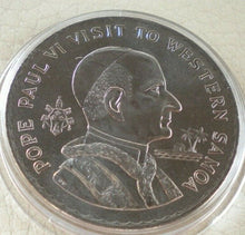 Load image into Gallery viewer, 1970 POPE PAUL VI VISIT TO WESTERN SAMOA ONE DOLLAR CROWN SIZE COIN IN CAPSULE
