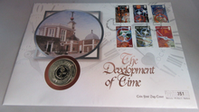 Load image into Gallery viewer, 2000 THE DEVELOPMENT OF TIME SILVER PROOF, GOLD PLATED 1 CROWN COIN COVER PNC