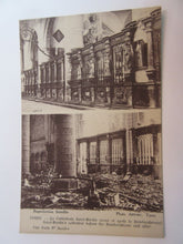 Load image into Gallery viewer, WWI POSTCARD YPRES SAINT MARTIN CATHEDRAL BEFORE & AFTER BOMBARDMENT A4